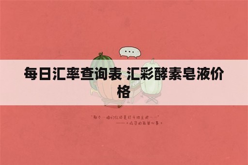 每日汇率查询表 汇彩酵素皂液价格