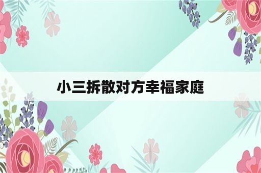 小三拆散对方幸福家庭