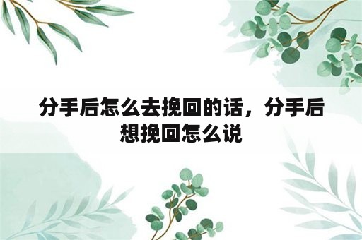 分手后怎么去挽回的话，分手后想挽回怎么说