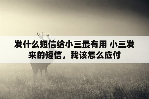 发什么短信给小三最有用 小三发来的短信，我该怎么应付