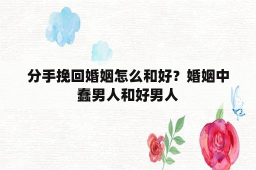 分手挽回婚姻怎么和好？婚姻中蠢男人和好男人