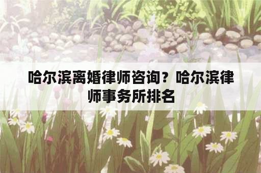 哈尔滨离婚律师咨询？哈尔滨律师事务所排名