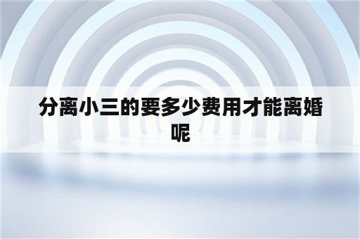 分离小三的要多少费用才能离婚呢