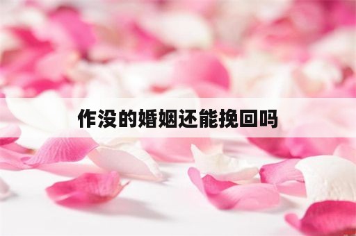 作没的婚姻还能挽回吗