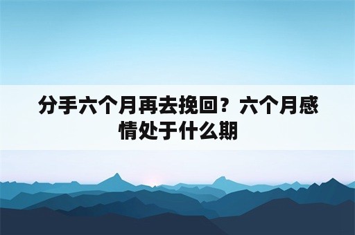 分手六个月再去挽回？六个月感情处于什么期