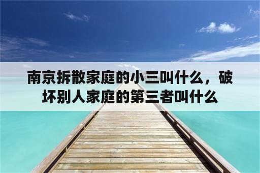 南京拆散家庭的小三叫什么，破坏别人家庭的第三者叫什么