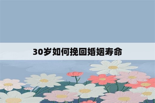 30岁如何挽回婚姻寿命