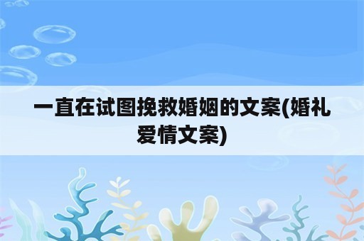 一直在试图挽救婚姻的文案(婚礼爱情文案)