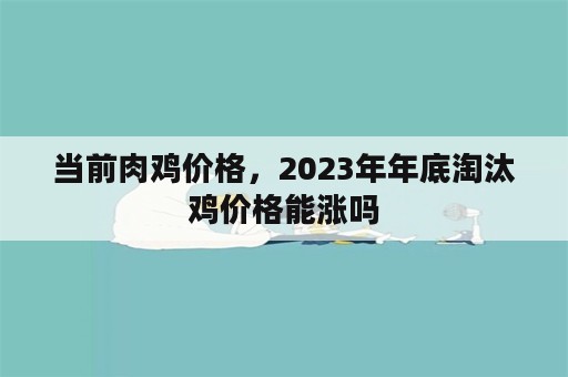 当前肉鸡价格，2023年年底淘汰鸡价格能涨吗