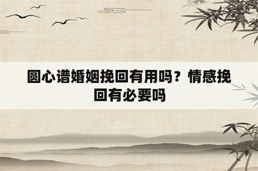 圆心谱婚姻挽回有用吗？情感挽回有必要吗