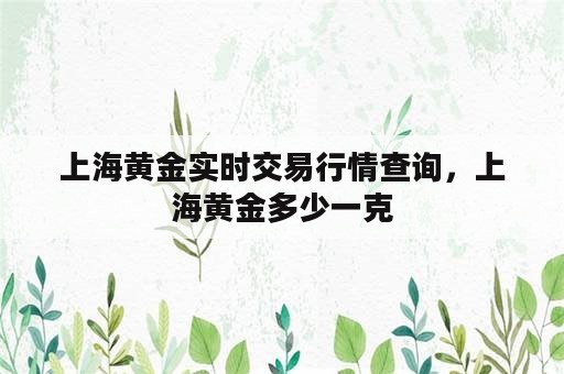 上海黄金实时交易行情查询，上海黄金多少一克