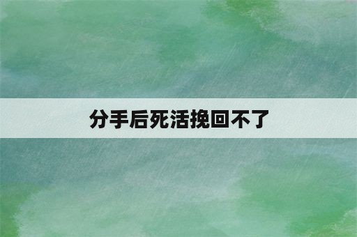 分手后死活挽回不了