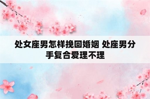 处女座男怎样挽回婚姻 处座男分手复合爱理不理