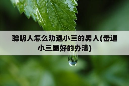 聪明人怎么劝退小三的男人(击退小三最好的办法)