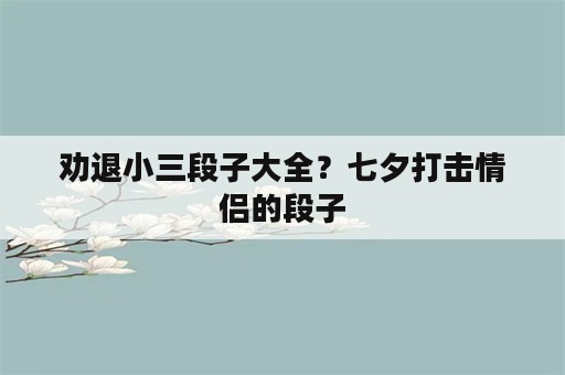 劝退小三段子大全？七夕打击情侣的段子