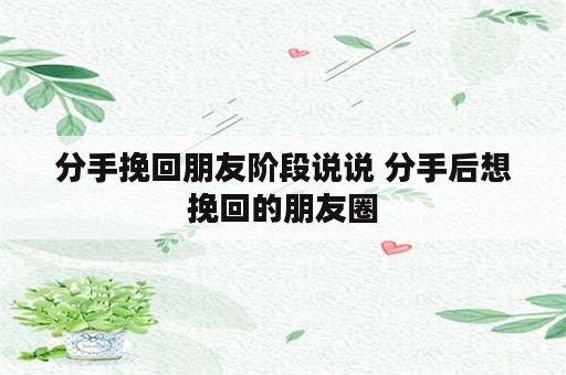 分手挽回朋友阶段说说 分手后想挽回的朋友圈