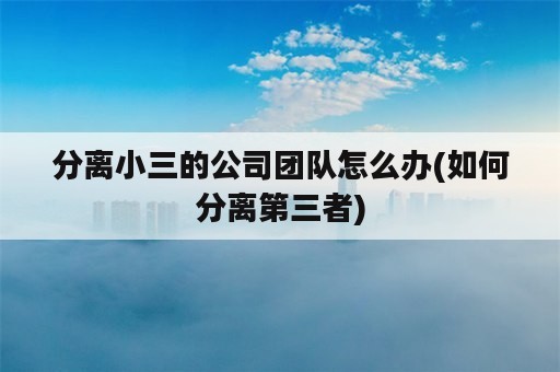 分离小三的公司团队怎么办(如何分离第三者)