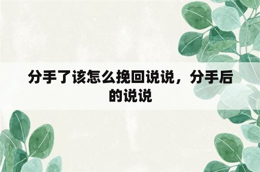 分手了该怎么挽回说说，分手后的说说