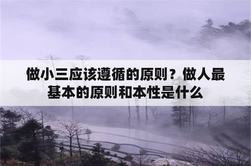 做小三应该遵循的原则？做人最基本的原则和本性是什么