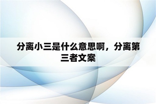 分离小三是什么意思啊，分离第三者文案