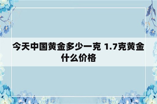 今天中国黄金多少一克 1.7克黄金什么价格