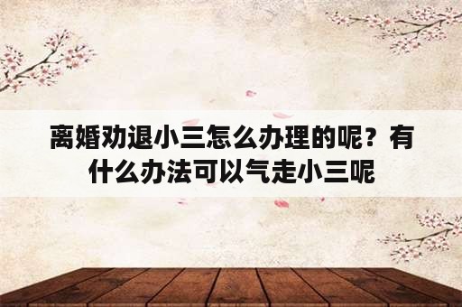 离婚劝退小三怎么办理的呢？有什么办法可以气走小三呢