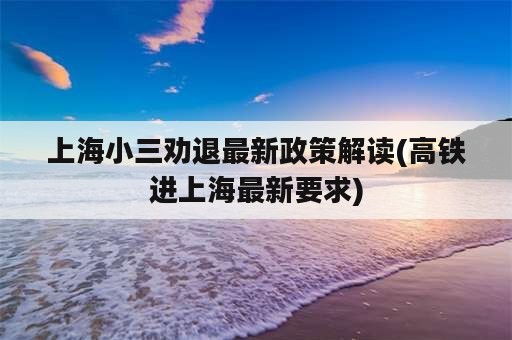 上海小三劝退最新政策解读(高铁进上海最新要求)