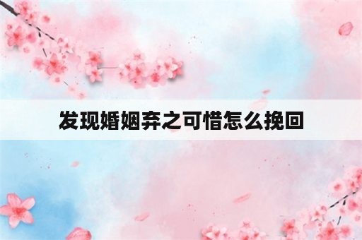 发现婚姻弃之可惜怎么挽回