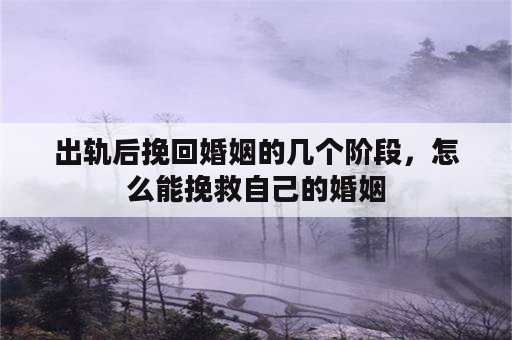 出轨后挽回婚姻的几个阶段，怎么能挽救自己的婚姻