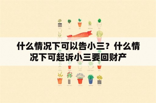 什么情况下可以告小三？什么情况下可起诉小三要回财产