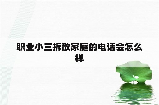 职业小三拆散家庭的电话会怎么样