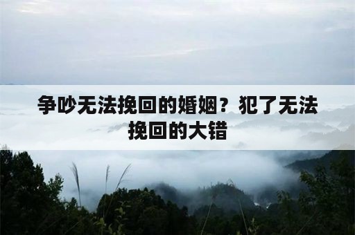 争吵无法挽回的婚姻？犯了无法挽回的大错