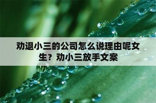 劝退小三的公司怎么说理由呢女生？劝小三放手文案