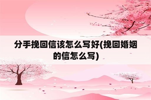 分手挽回信该怎么写好(挽回婚姻的信怎么写)