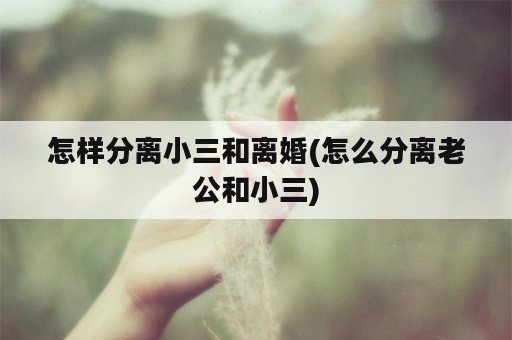 怎样分离小三和离婚(怎么分离老公和小三)