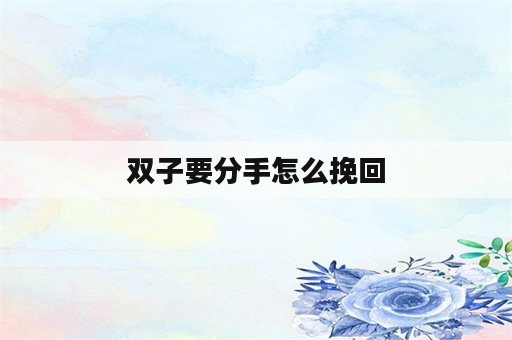 双子要分手怎么挽回