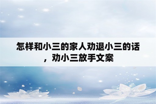 怎样和小三的家人劝退小三的话，劝小三放手文案