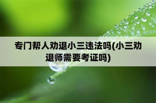 专门帮人劝退小三违法吗(小三劝退师需要考证吗)