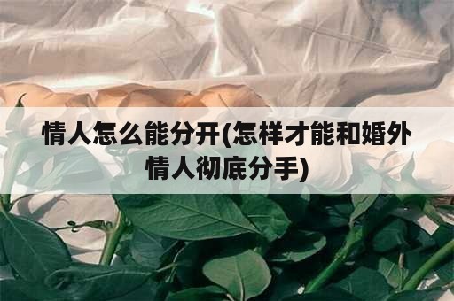 情人怎么能分开(怎样才能和婚外情人彻底分手)