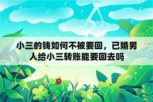 小三的钱如何不被要回，已婚男人给小三转账能要回去吗