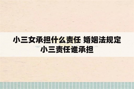 小三女承担什么责任 婚姻法规定小三责任谁承担