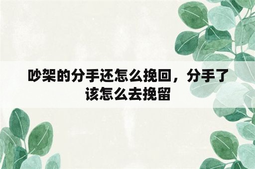 吵架的分手还怎么挽回，分手了该怎么去挽留