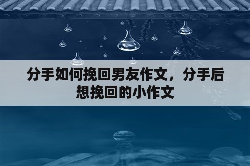 分手如何挽回男友作文，分手后想挽回的小作文