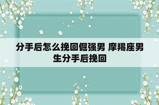 分手后怎么挽回倔强男 摩羯座男生分手后挽回