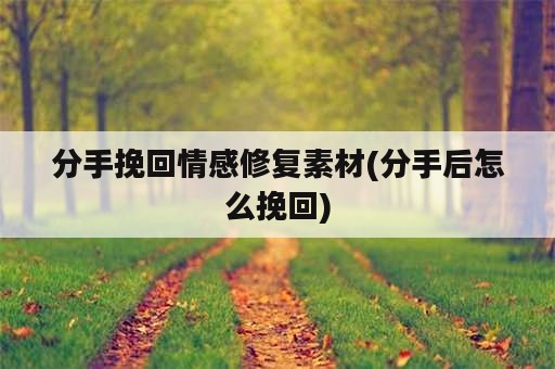 分手挽回情感修复素材(分手后怎么挽回)