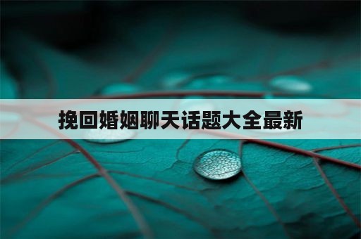 挽回婚姻聊天话题大全最新