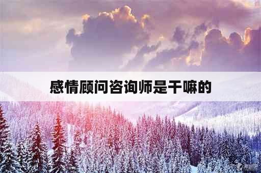 感情顾问咨询师是干嘛的