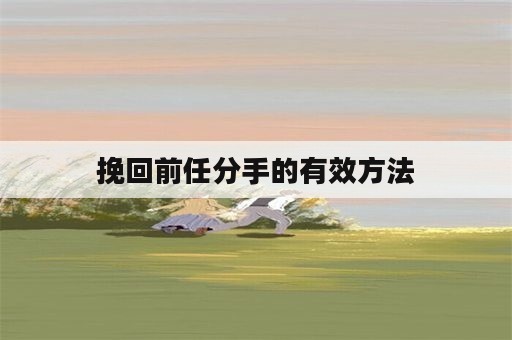 挽回前任分手的有效方法